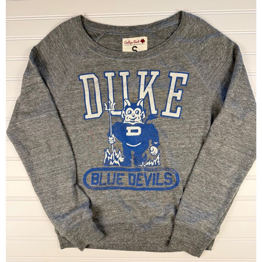 Duke Blue Devils Sweatshirt Womens S Gray Crewneck NCAA